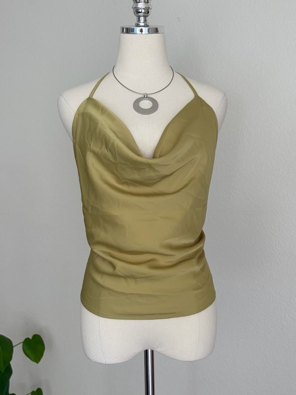 Urban Outfitters Olive Green Cowl Neck Halter Top